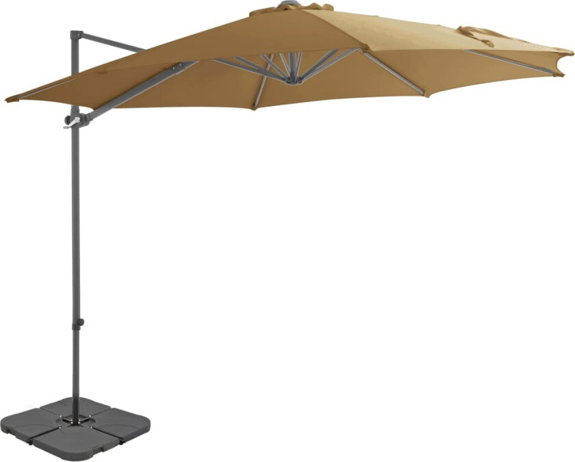Utendørs parasoll med bærbar base gråbrun