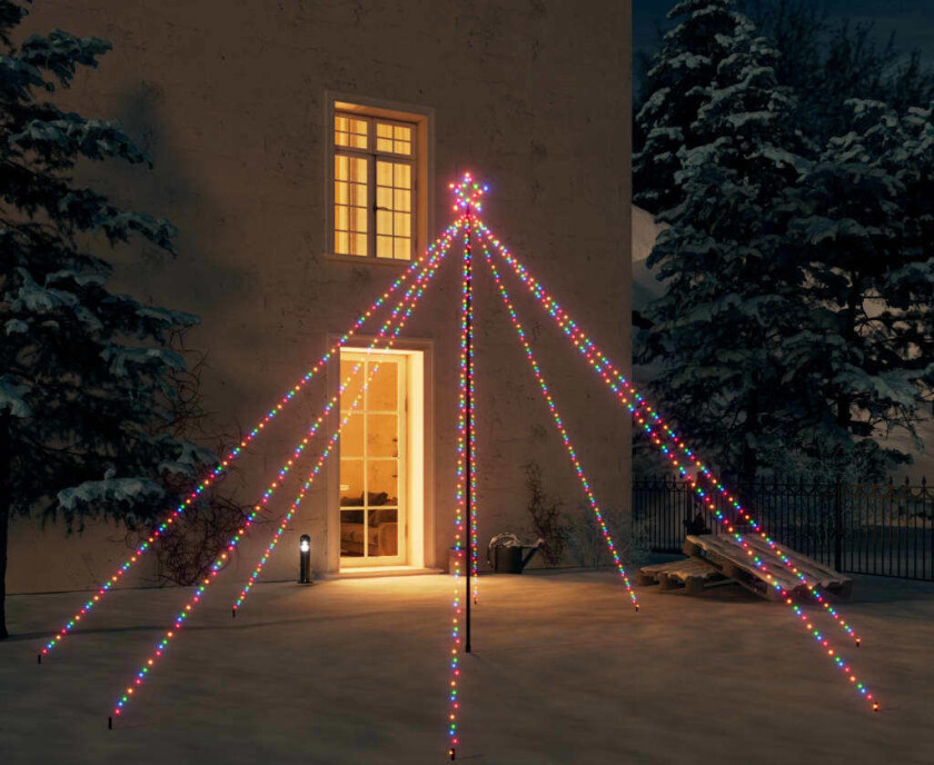 juletrelys innendørs utendørs 576 LED flerfarget 3,6 m