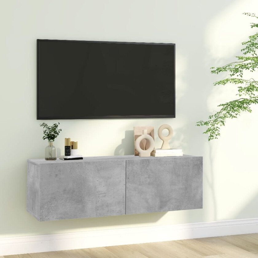 TV-benk betonggrå 100x30x30 cm sponplate