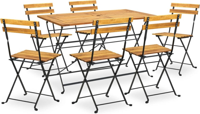 Utendørs sammenleggbar spisestue 7 deler heltre akasie