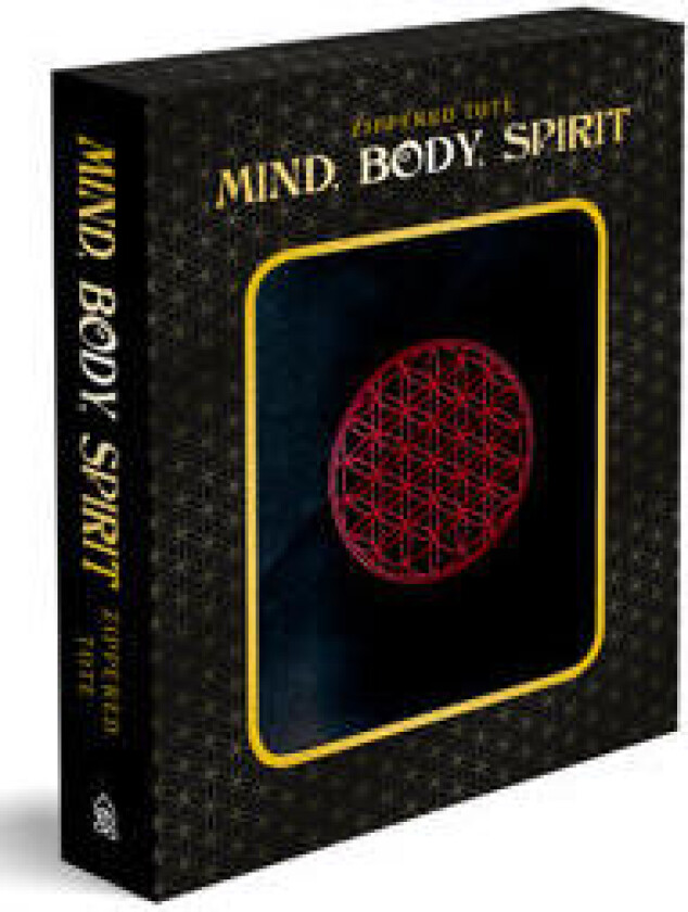 Red Embroidered Flower of Life on Black Two-Handled Tote with Zipper