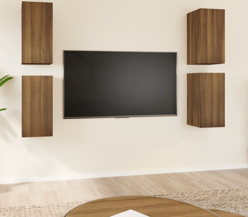 TV-benker 4 stk brun eik 30,5x30x60 cm konstruert tre