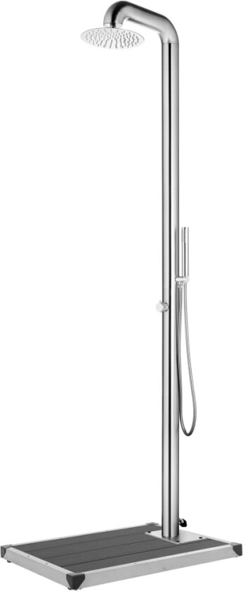 Hagedusj med grått dusjbrett 230 cm rustfritt stål