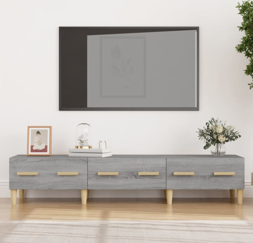 TV-benk grå sonoma 150x34,5x30 cm konstruert tre