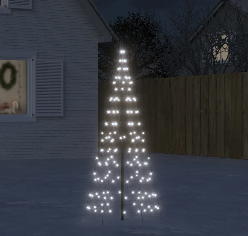 Juletrelys på flaggstang 200 LED kaldhvit 180 cm