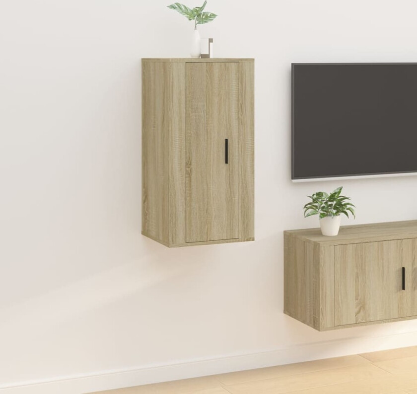 Vegghengt TV-benk sonoma eik 40x34,5x80 cm