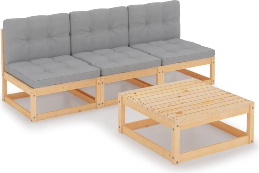 Hagesofagruppe med puter 4 deler heltre furu