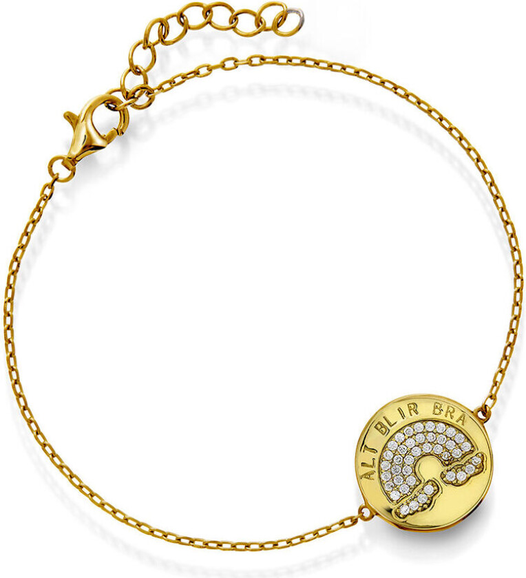 Bilde av Armbånd i 925 forgylt sølv med hvite zirkonia og teksten “Alt blir bra”