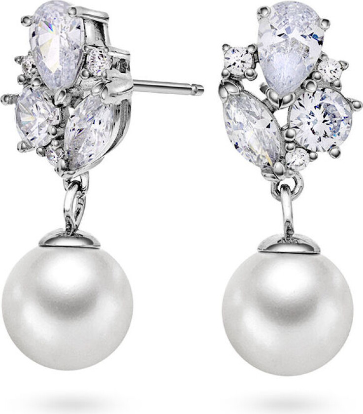 , Øredobber i sølv med perlemor og zirkonia