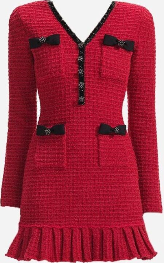 Knit Mini Dress - Red Rød L