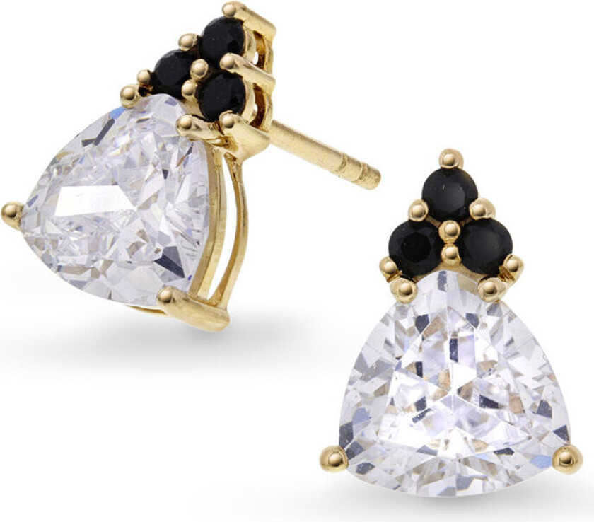 Bilde av , Øredobber i 585 gult gull med sort nano glasssten og zirkonia