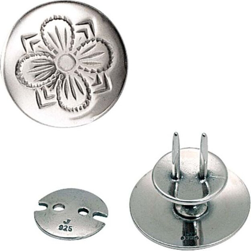 Knapp 19 mm i 830 oksidert sølv til kniv