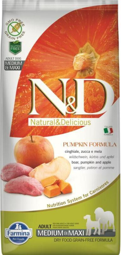 N&D Dog Pumpkin Wild Boar & Apple Adult Med/Max 12 kg