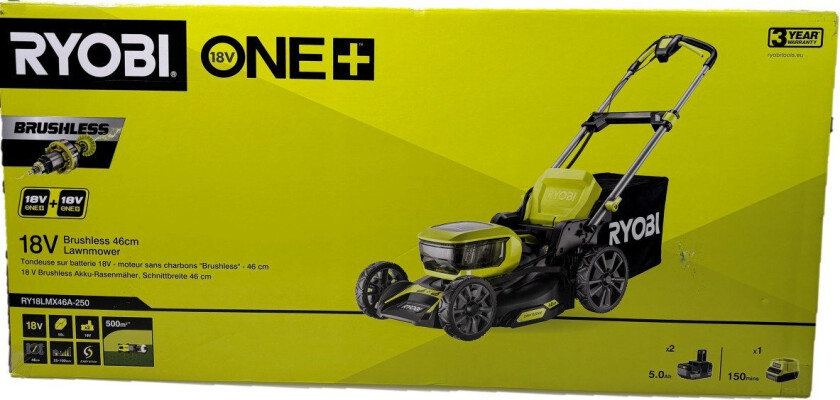 Ry18lmx46a-250 | 18V Brushless 46Cm Plæneklipper 2X5.0Ah - 5133005790