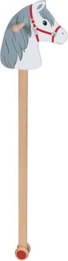 Wooden Hobby Horse White with Gray Mane
