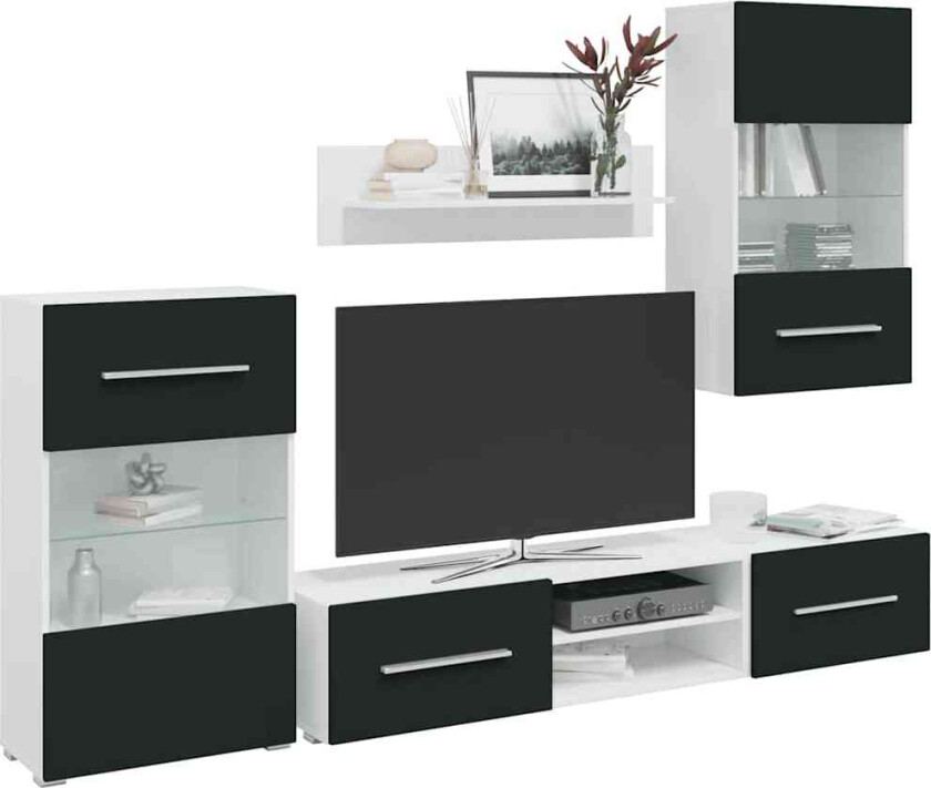 TV-enheter med LED 5 deler matt indigo konstruert tre