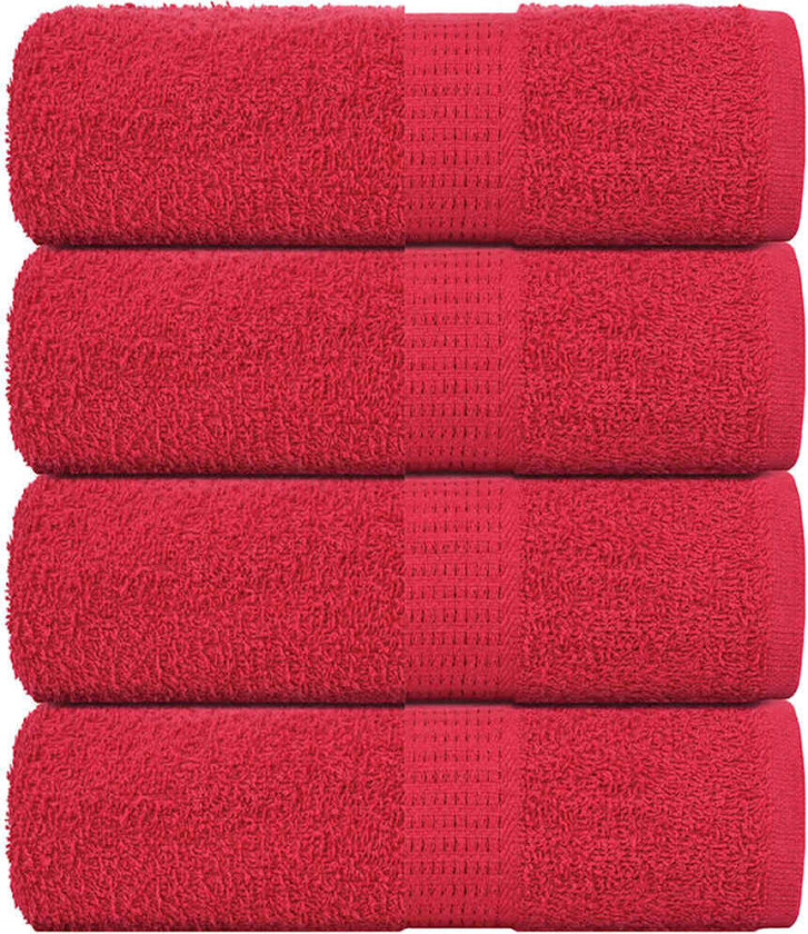 Såpehåndklær 4 stk rød 30x30 cm 360 g/m2 100 % bomull