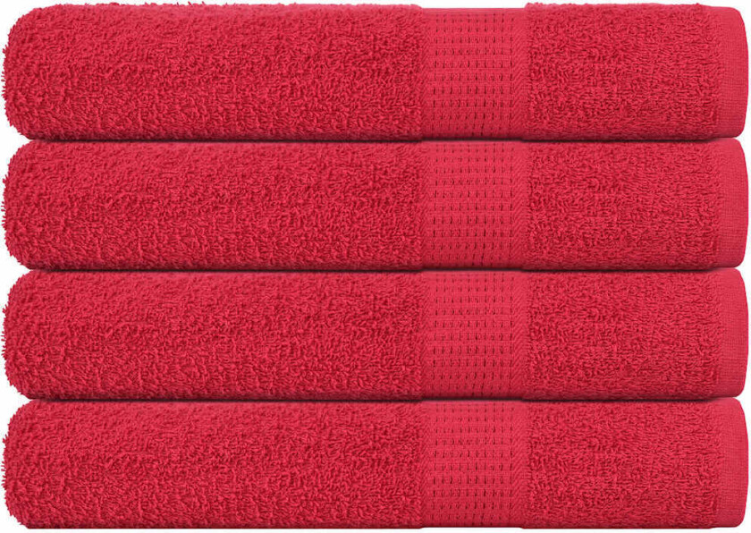Håndklær 4 stk rød 100x200 cm 360 g/m² 100 % bomull