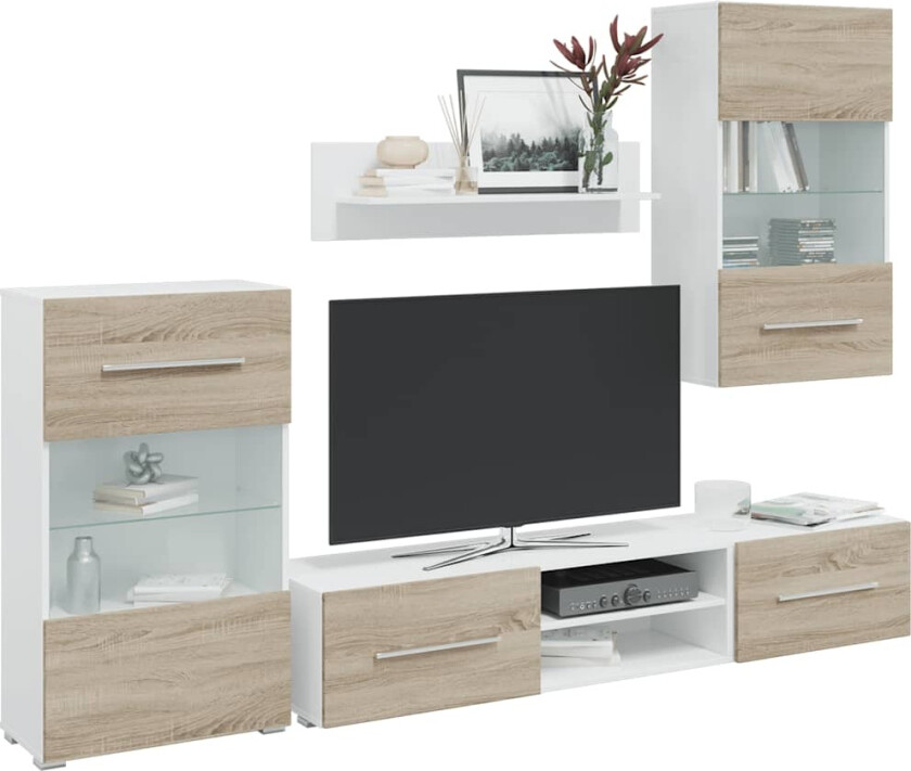 TV-enheter med LED 5 deler sonoma eik konstruert tre