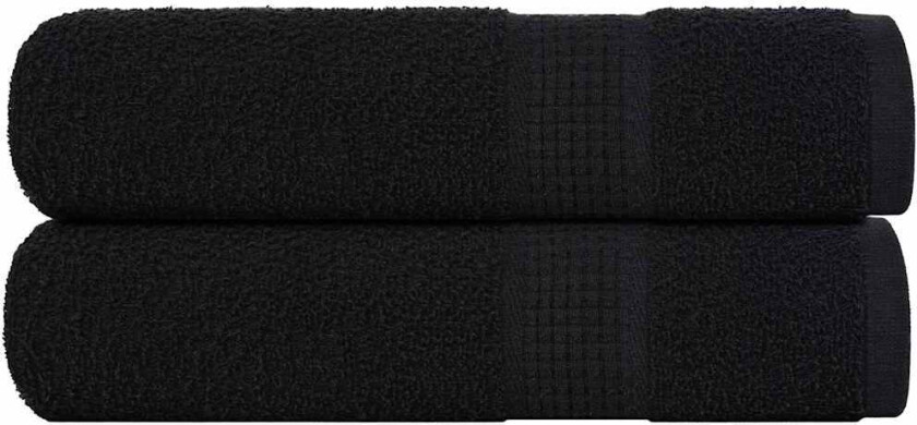 Håndklær 2 stk svart 50x100 cm 360 g/m2 100 % bomull
