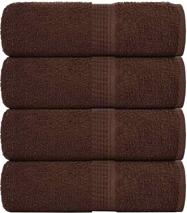 Gjestehåndklær 4 stk brun 30x50 cm 360 g/m2 100 % bomull