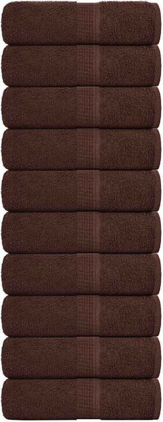 Gjestehåndklær 10 stk brun 30x50 cm 360 g/m2 100 % bomull