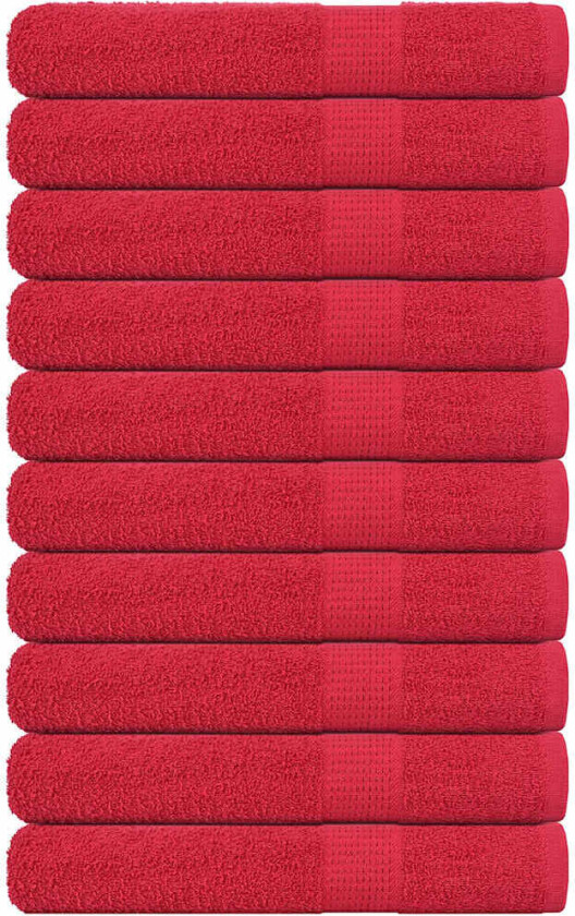 Håndklær 10 stk rød 100x200 cm 360 g/m² 100 % bomull