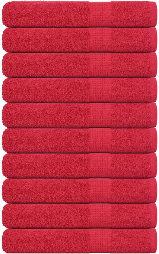 Bilde av Badstuehåndklær 10 stk rød 80x200 cm 360 g/m2 100 % bomull
