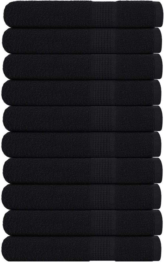 Håndklær 10 stk svart 100x200 cm 360 g/m² 100 % bomull