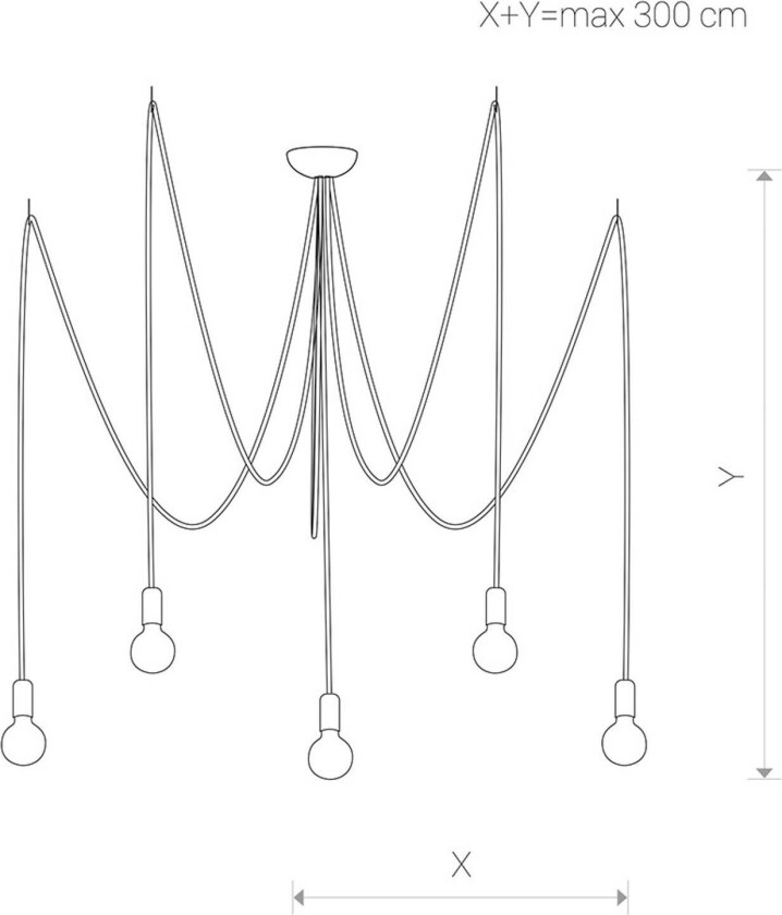Hengelampe Spider i svart, fem lyskilder
