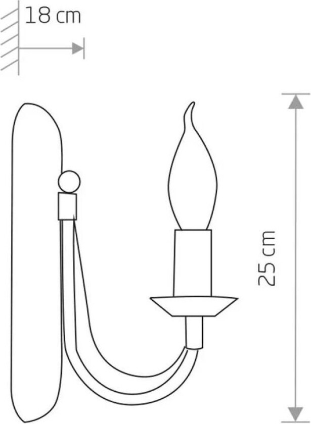 Ares-vegglampe i lysekronedesign, enkel flamme