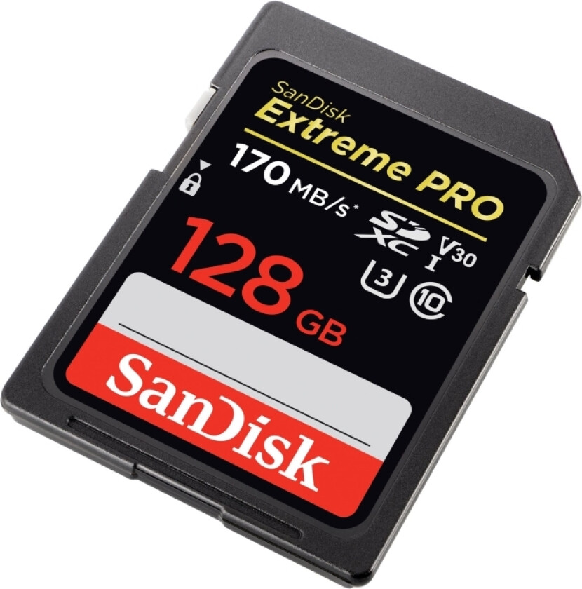 Sandisk Extreme Pro 128Gb 170/90 Mb/S V30 Uhs-I U3 Sdxc Minnekort