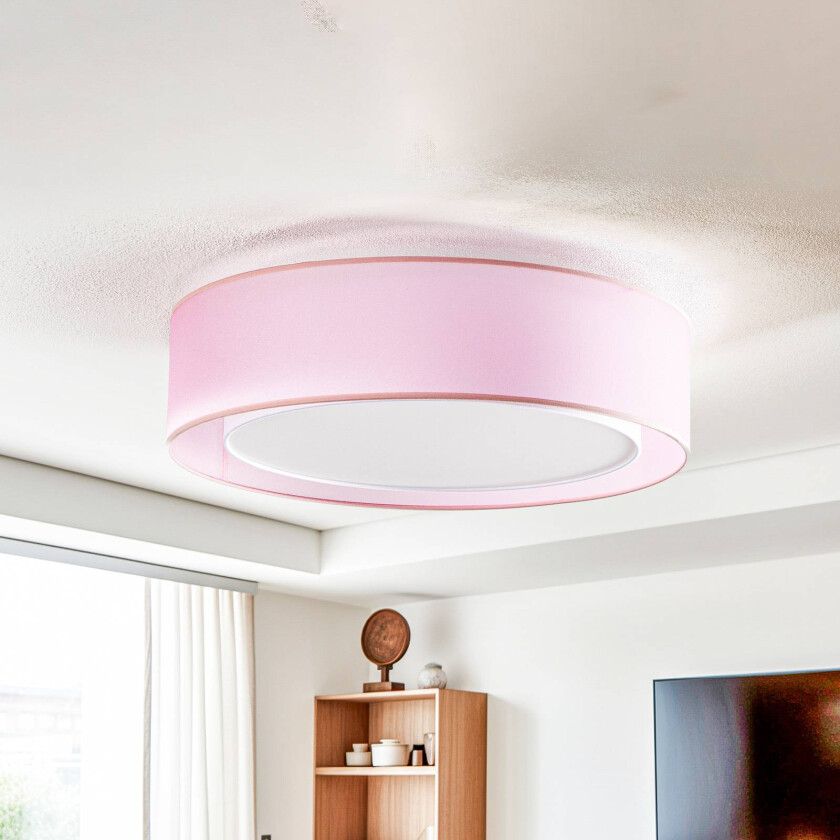 Tibu taklampe, tekstil, Ø50cm, rosa