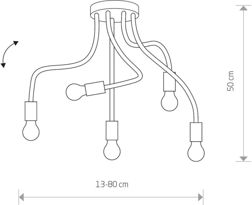 Flex taklampe, fem lamper, svart