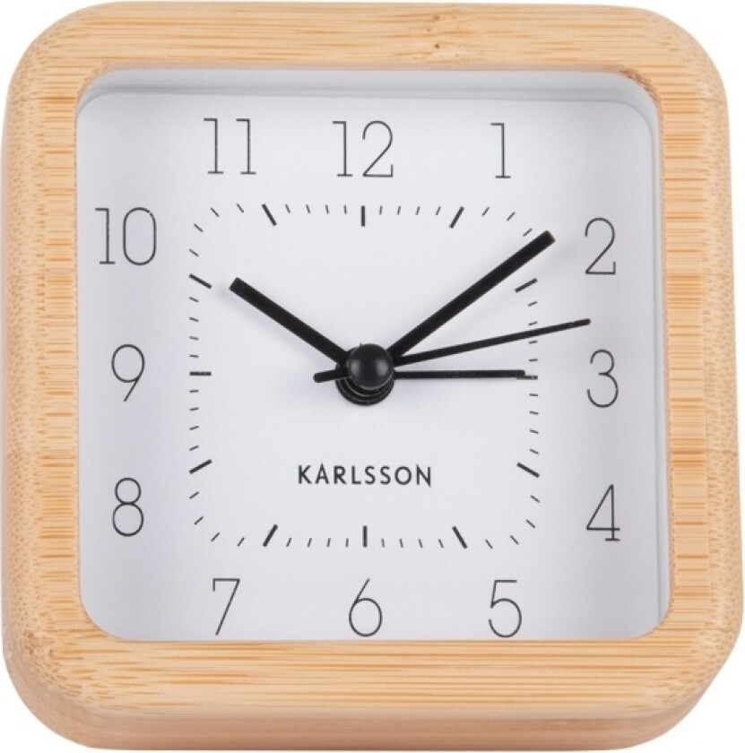 Vekkerklokke Med Bambuskasse Rykkelig, 9 X 9 Cm
