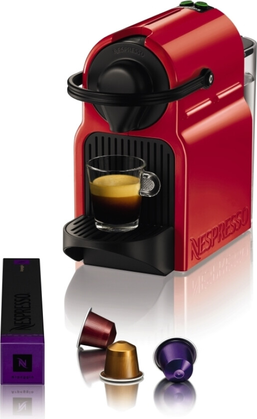 Nespresso Inissia Xn1005 Ruby Red, Kapsel Kaffemaskine, 0,7 L, Kaffekapsel, 1260 W, Rød