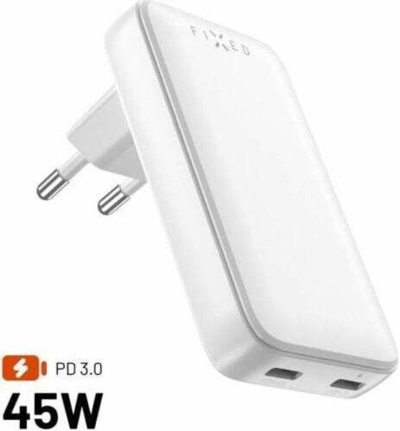 Bilde av Slim GaN 90° Super Fast 2x USB-C charger 45W - White