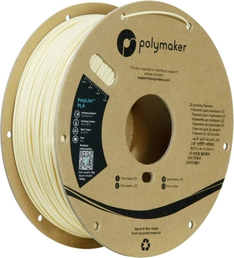 Polymaker Pa02056 Filament Pla-Plast Høj Grad Af Stivhed, Høj Grad Af Trækstyrke 1.75 Mm 1000 G Cream Polylite™ 1 Stk