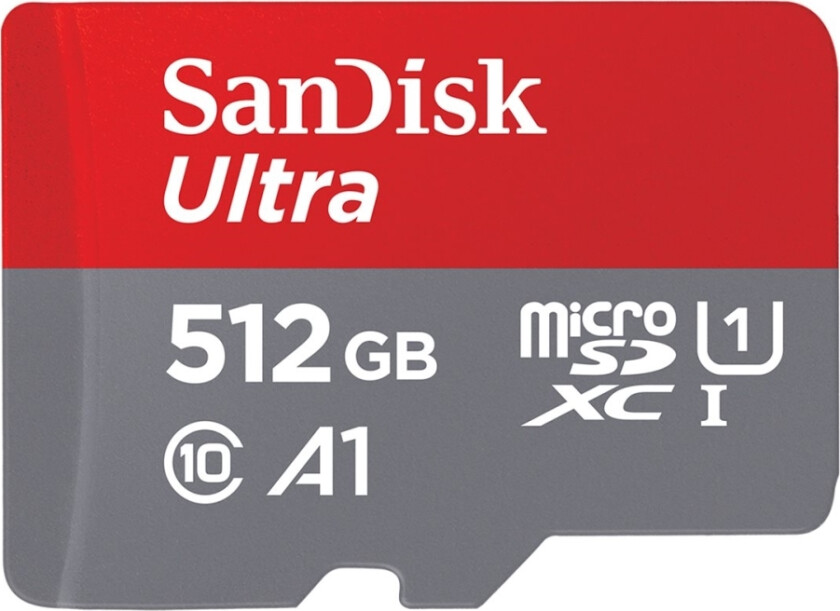 Sandisk Ultra - Flashminnekort (Microsdxc Til Sd-Adapter Inkludert) - 512 Gb - A1 / Uhs-I U1 / Class10 - Microsdxc Uhs-I