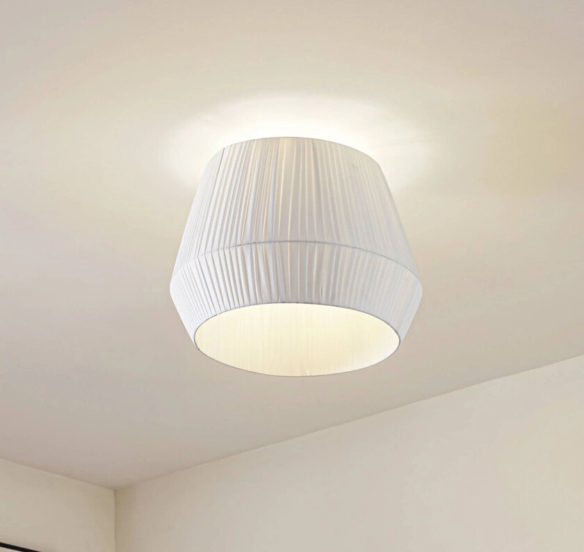 Vitore taklampe, Ø 50 cm, tekstil, hvit