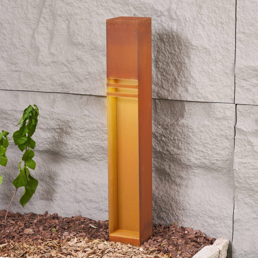 LED-gatelampe Oxido, rustfarget, cortenstål