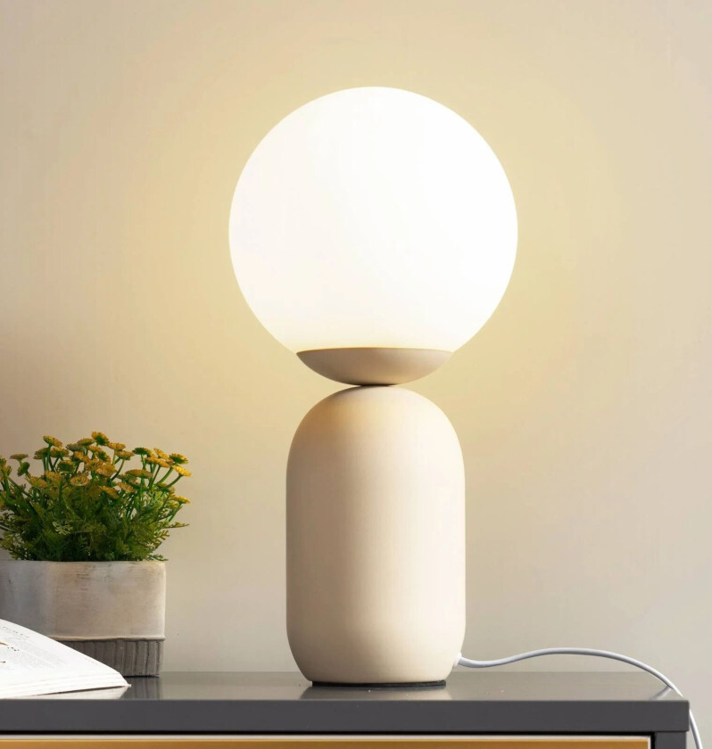 bordlampe Lennes, beige, glass, Ø 20 cm