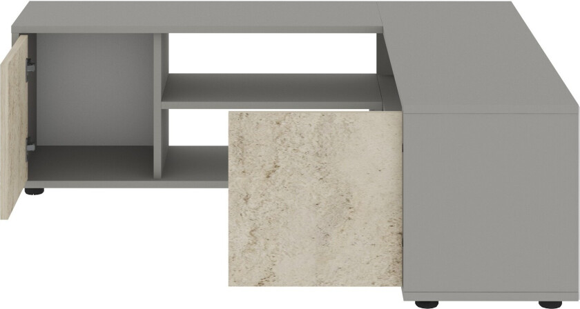 Pienk TV-benk 125 cm - Grå/Travertin