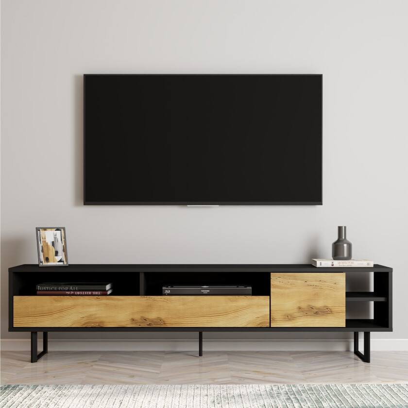 Gazali TV-benk 180 cm - Svart/Eik