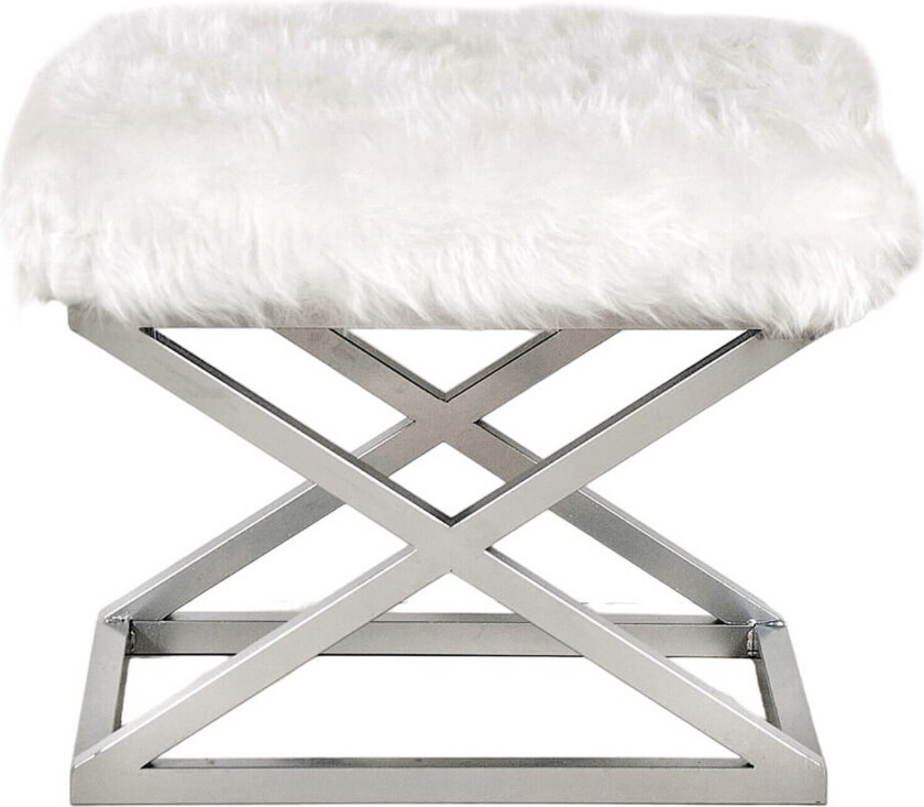 Gillie Sittepuff 40 cm - Sølv/Hvit