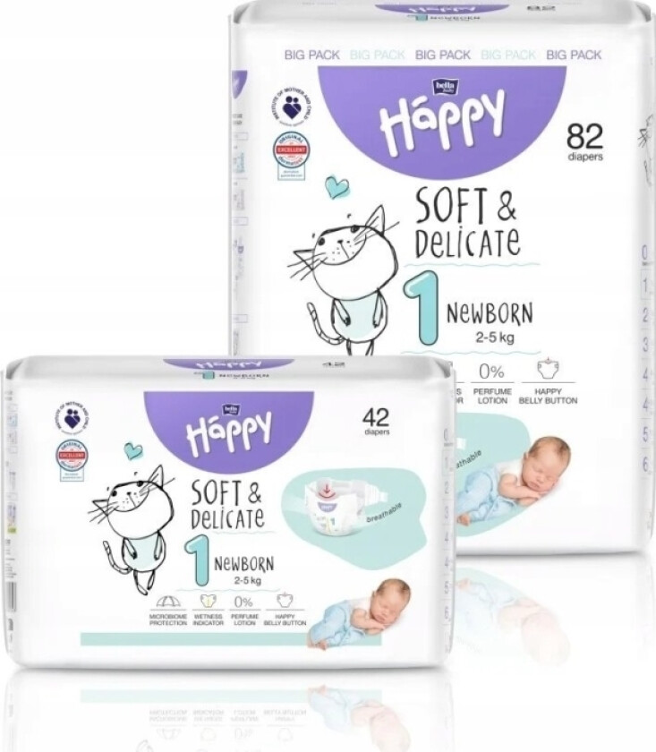 Newborn (2-5Kg) Diapers 42Pcs, Size 1 New, Bb-054-Nb42-W01