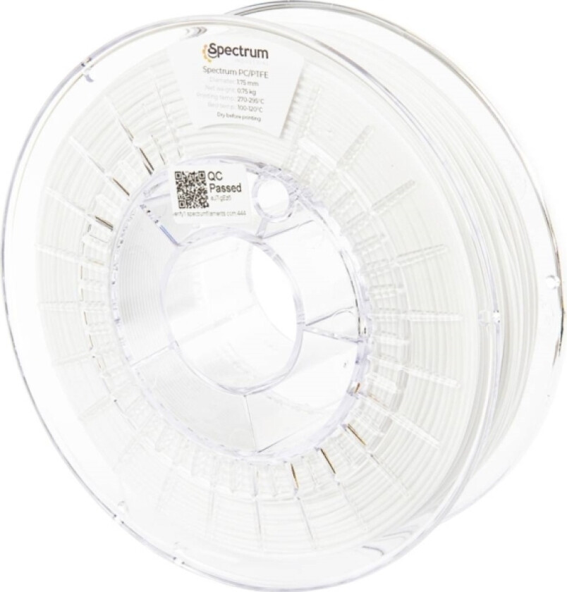 Spectrum Filaments 80540 Pc/Ptfe Filament Pc/Ptfe Varmebestandig, Kemisk Bestandig 1.75 Mm 750 G Natural, Natur 1 Stk