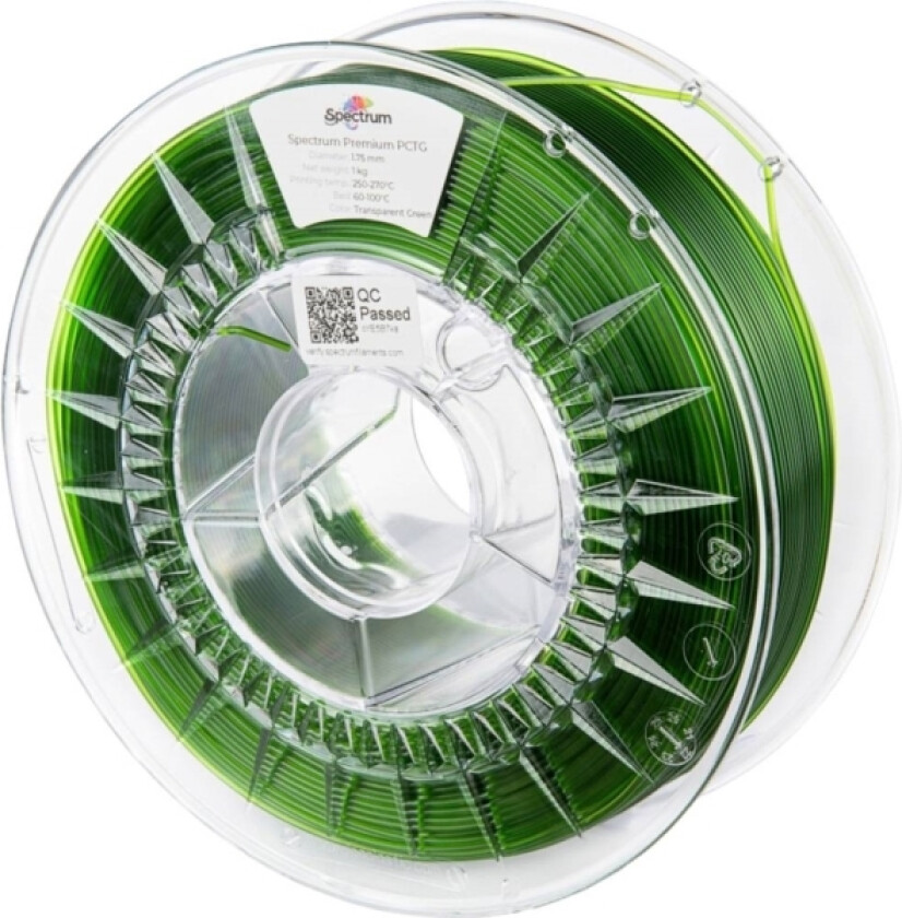 80735 Premium Pctg Filament Pctg Kemisk Bestandig, Lugtsvag 1.75 Mm 1000 G Transparent Green, Grøn 1 Stk