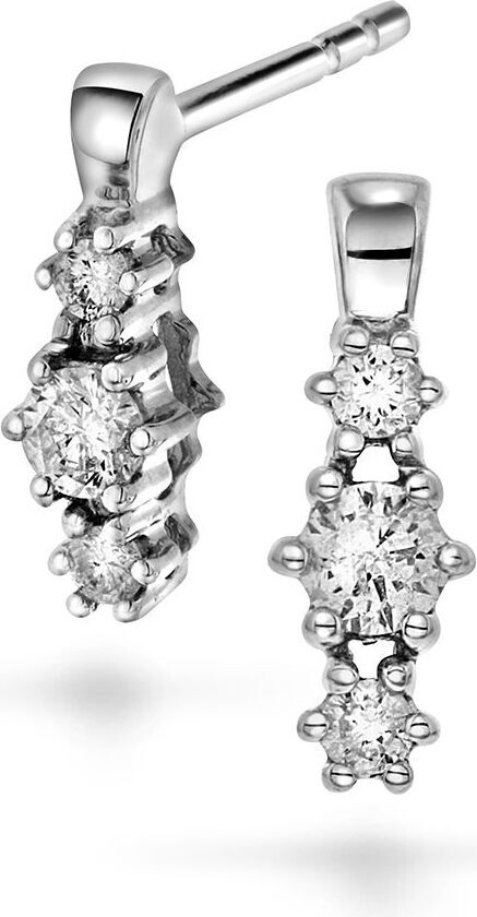 Nora, Øredobber i 375 hvitt gull med diamanter 0,16 ct