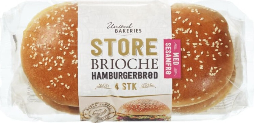 Hamburgerbrød Brioche m/Sesam 4stk 310g